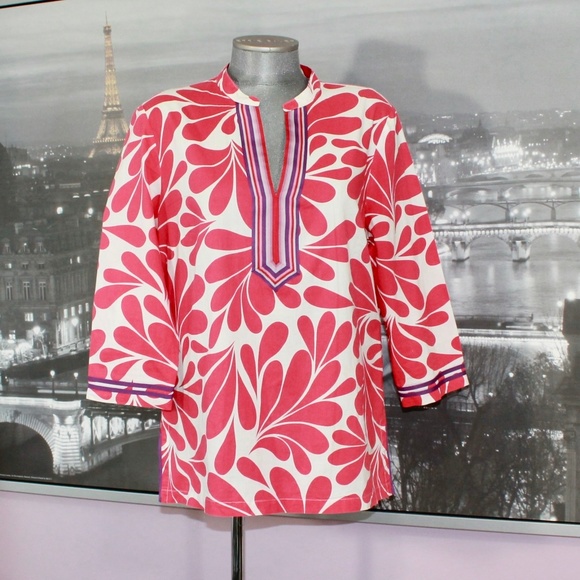 Boden Pink and White Tunic Top - Picture 1 of 7